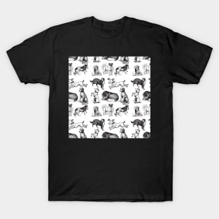 Black And White Dogs Patterns T-Shirt